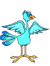 Blue bird stands
