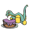 Dino eats cake