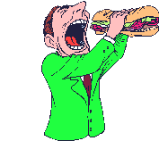 Man eats sandwich